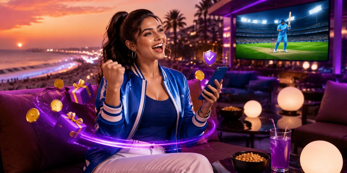 Betting enthusiast in Chennai with cricket match on mobile